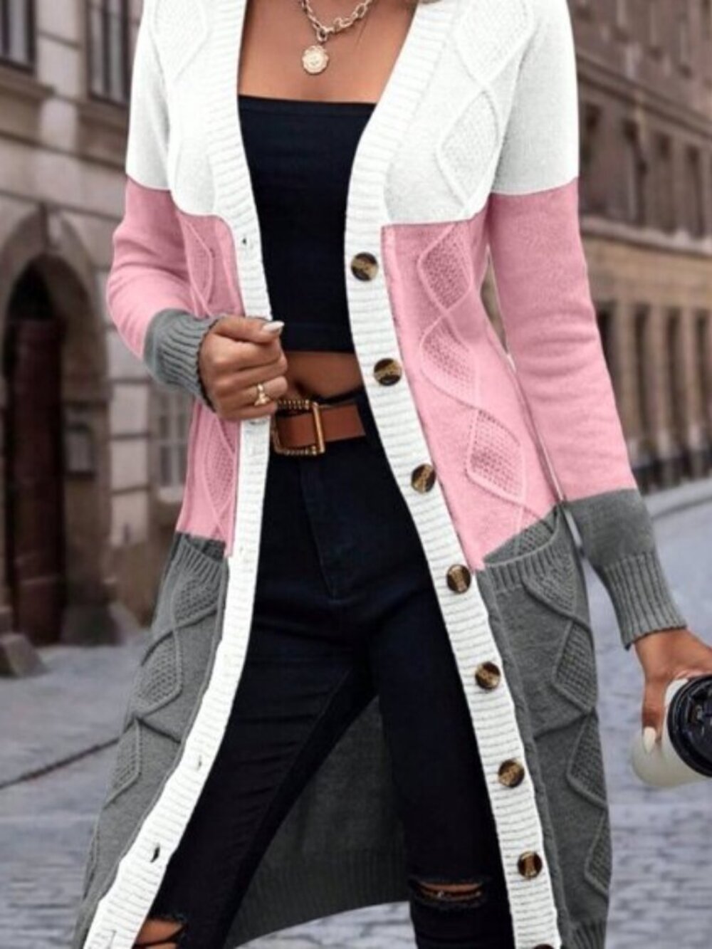 Multicolor Casual Women's Color Block Cardigan